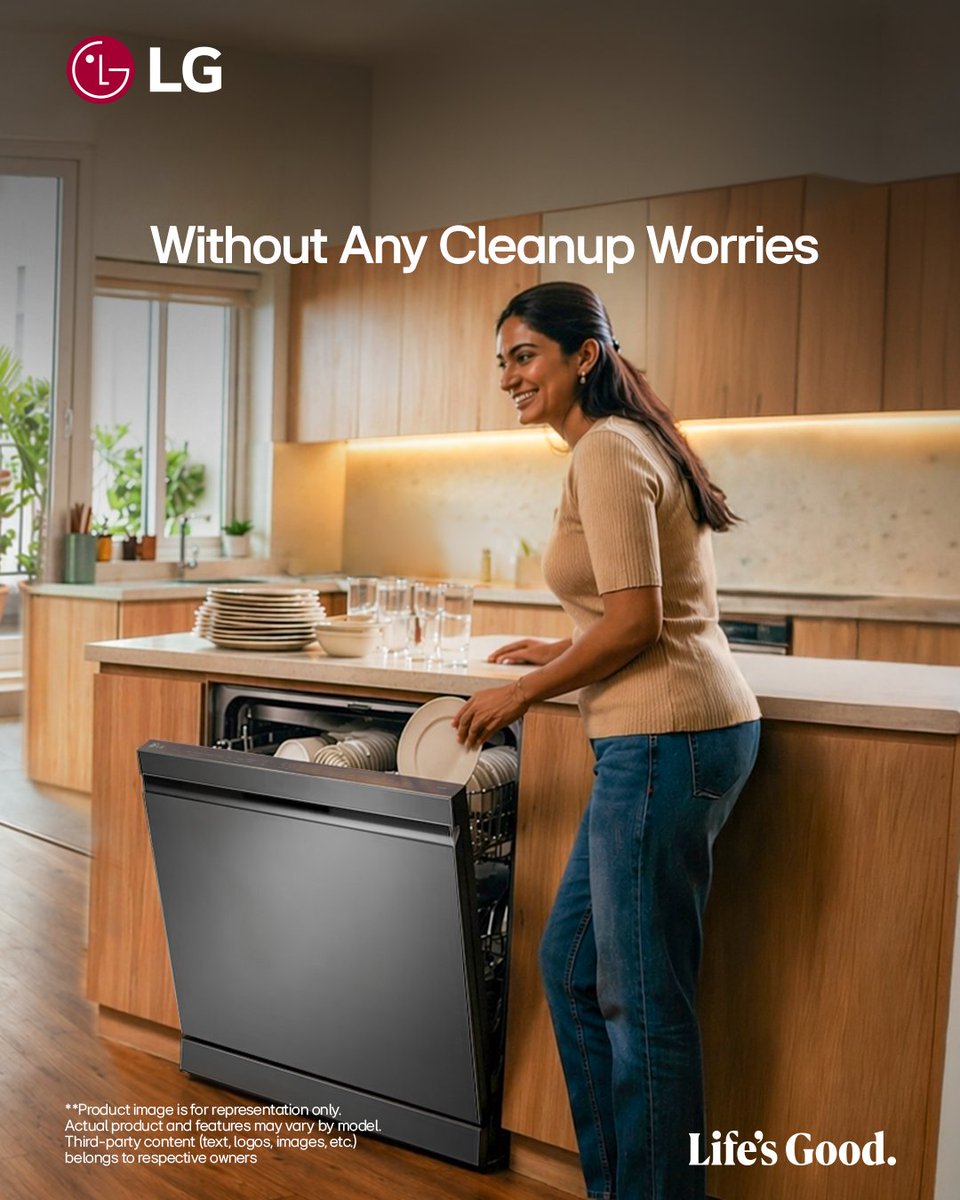 LGIndia's tweet photo. The best part of a feast is the stories, not the dishes.

Let the LG Dishwasher handle the load while you stay with the laughter.

Know More:  https://t.co/9QNtASfzLH

#LGIndia #LGDishwasher #HostLife #Gatherings #SmartKitchen #IndianCooking #NoMoreDishes #LifesGood https://t.co/m9J54ikclV