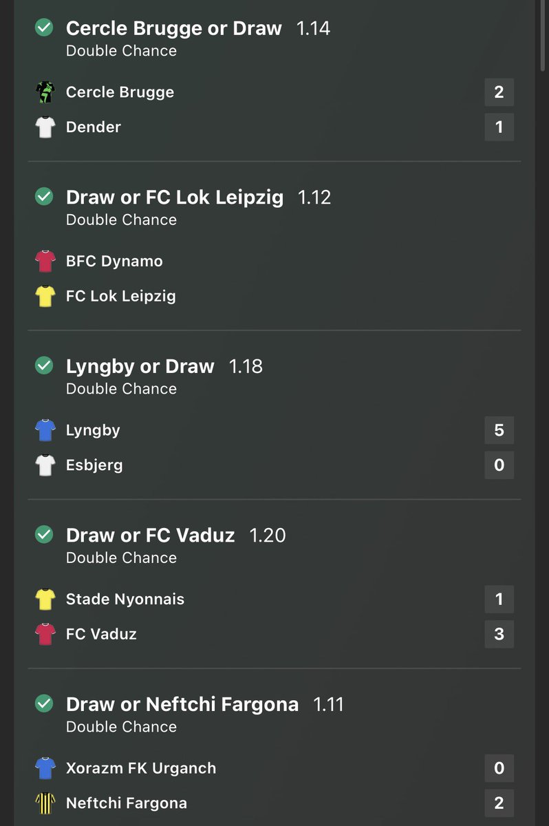 DingerBetTips's tweet image. Daily ACCA #4 WINS!!✅✅✅✅✅

LIKE if you hopped on this WINNING ACCA❤️

#Bet #Betting #Tips #Football #bettingtips #Accumulator #ACCA