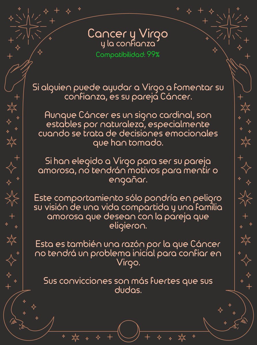 HoroscoPollo's tweet image. #cancer ♋ - #virgo ♍ como pareja 👀

Compatibilidad general: 77%

Se considera: 
🎶 Armoniosa  pocos roces y un camino sin trabas