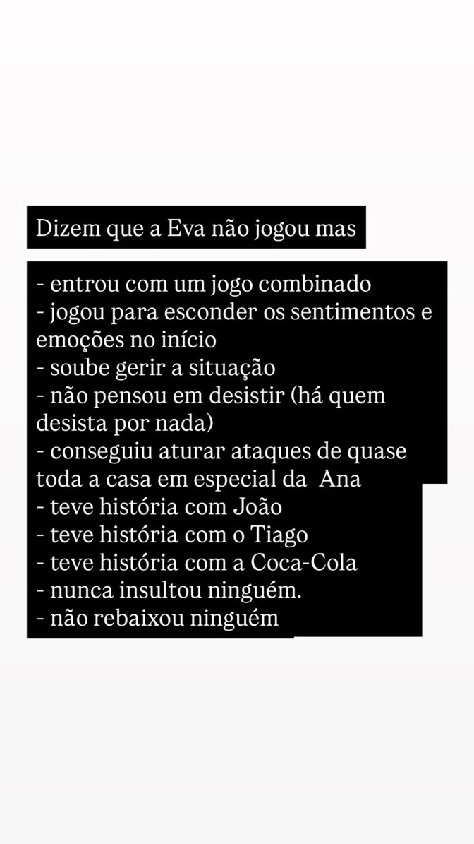 “A Eva não jogou”

A Realidade: #sstvi