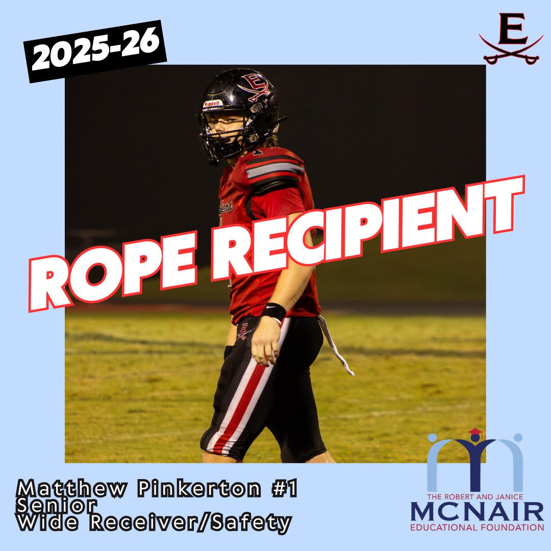 Cavalier_FB's tweet image. Congratulations to Matthew Pinkerton on earning the @McNairEd Rope Award!

#STUDENTathlete #SwordsUp⚔️