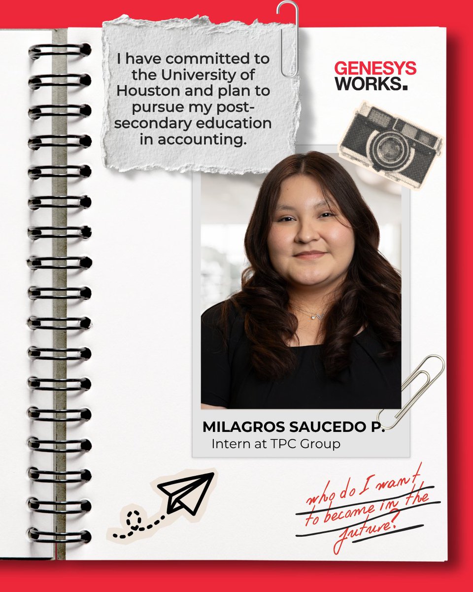 GenesysWorksHou's tweet image. It’s  #FutureFriday!!!

Meet Milagros Saucedo P . - Senior at Chavez High School

#GenesysworksHou #FutureWorkforce #Postsecondary #Futureleaders