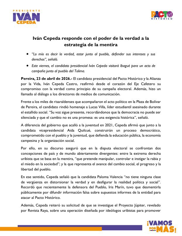 Iván Cepeda Castro tweet media