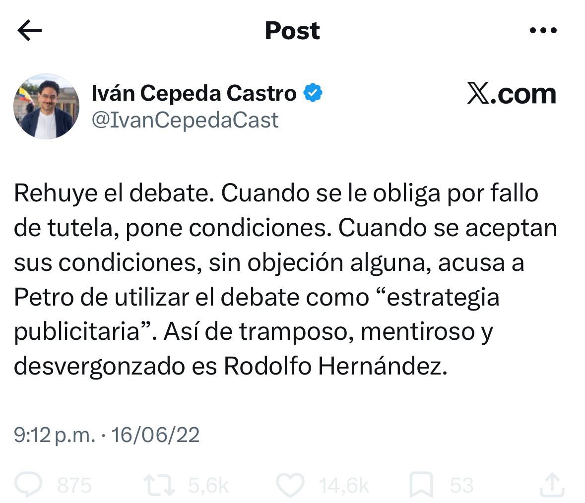 Cepeda, y ahora ¿quién es el tramposo, mentiroso y desvergonzado?