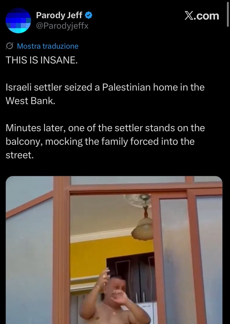 davideravera's tweet image. 🦄❌#FakeNews #Israele #Palestina | Non credevo fosse necessario segnalarlo ma pare di sì: “Parody Jeff” è un account satirico anche se truffaldino, perché ad esempio qua ha sostituito l’audio: il tizio è il comico albanese Ledjan Mucaraku. Se non distinguete le battute dal