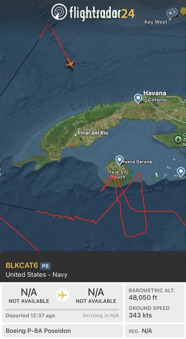 MundoEConflicto's tweet image. 🔴 #AHORA | Un avión militar estadounidense se dirige hacia la costa de Cuba.