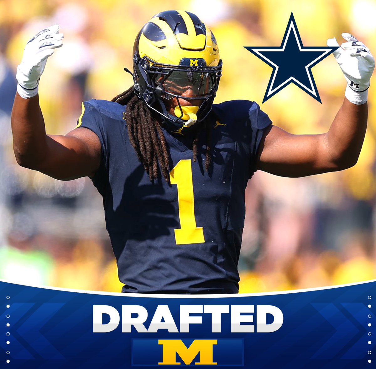 uofmcoverage's tweet image. BREAKING: The Dallas Cowboys have selected Michigan’s Jaishawn Barham with the 92nd overall pick in the 2026 NFL Draft #GoBlue