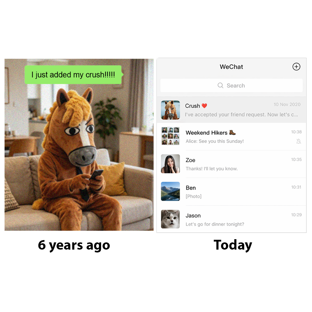Weixin_WeChat's tweet image. Patience is a virtue, but 6 years might be pushing it. 🐴
How long is the oldest "Accepted" notification in your WeChat? Drop the years below. 👇
#Weixin #WeChat #Relatable #SocialTopic