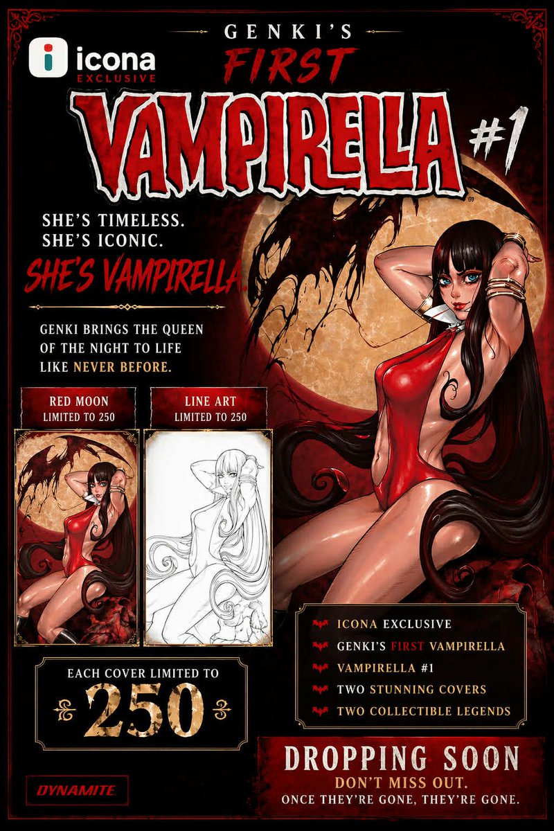 やったぜ！！
Vampirellaのコミックカバーを描かせていただきました😂🥳😭
近日公開！！DROPPING SOON！！
