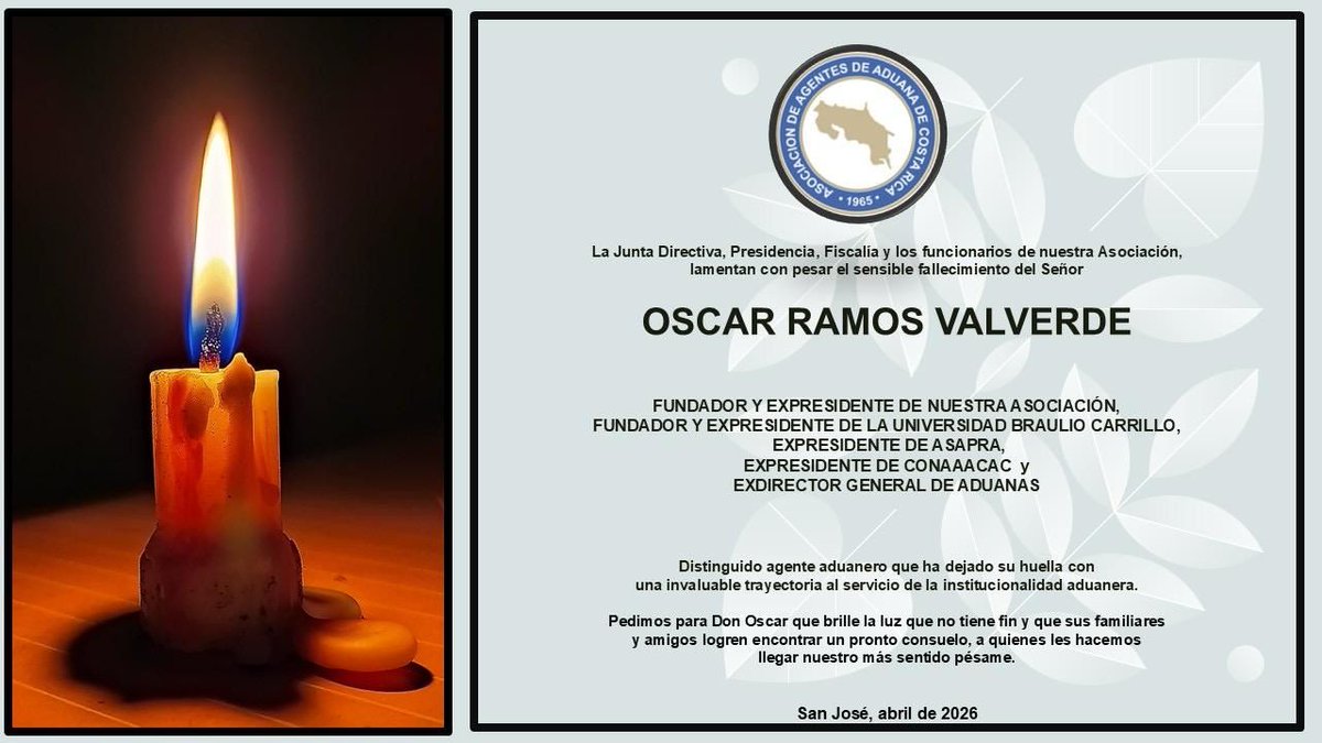 aramosgil's tweet photo. La comunidad aduanera de Costa Rica y del mundo esta de luto por la pérdida de nuestro amigo,  defensor incansable de la profesión de Agente Aduanal y del fortalecimiento de las aduanas.  Descanse en Paz Don Oscar,  te vamos extrañar muchisímo
#TitanesAduaneros. https://t.co/DZAfZTtEnQ