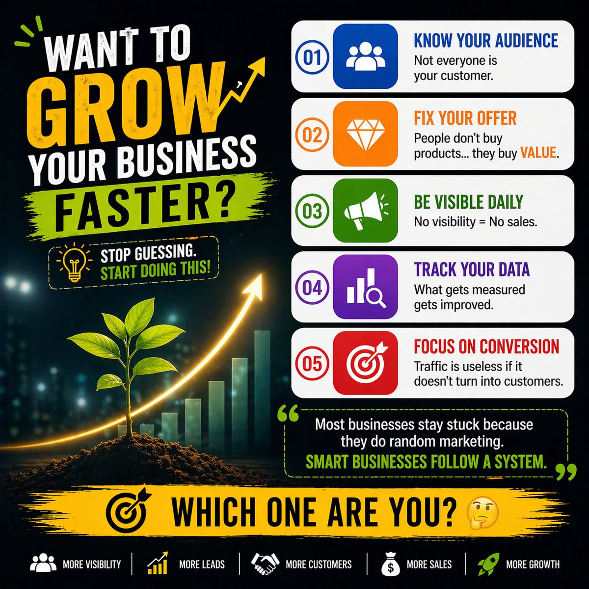 Ariyan_dma's tweet image. Want to grow your business faster? 🚀
Stop guessing. Start doing this 👇

🎯 Know your audience
💰 Fix your offer
📢 Be visible daily
📊 Track your data
🔥 Focus on conversion

Most businesses stay stuck because
they do random marketing.

#DigitalMarketing #businessgrowth
