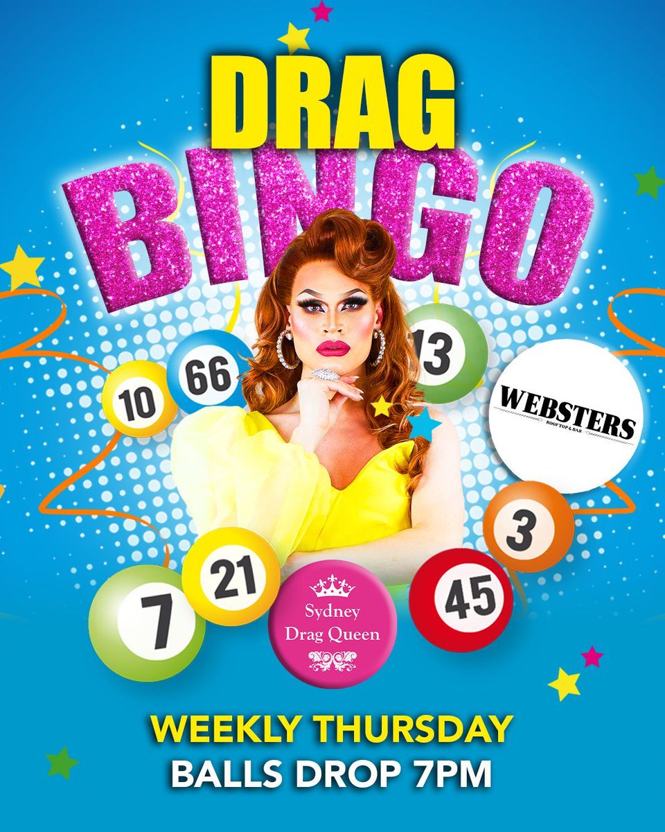 Join us for DRAG BINGO @webstersbarnewtown weekly Thursdays, this week hosted by the fabulous @charlamainedrag! 🎉 FAB prizes await! 💰

🎟 Secure your spot: webstersbar.com.au

#sydneydragqueen #dragbingo #whatsonnewtown