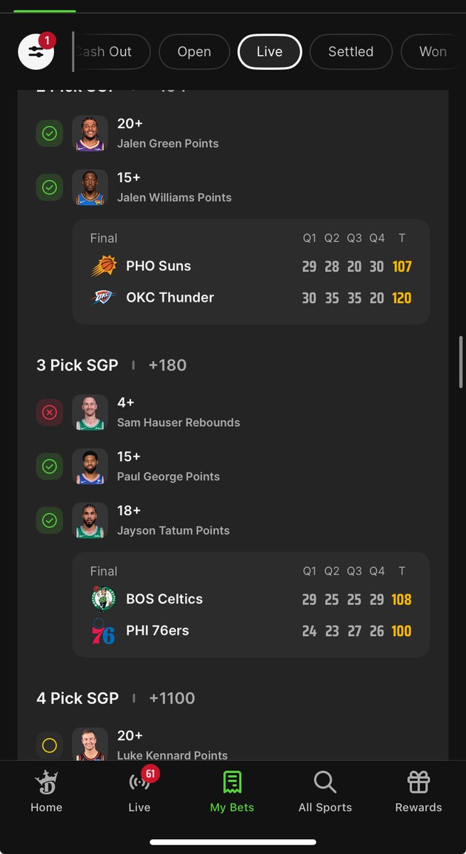 Amgaming95's tweet photo. @DKSportsbook @DraftKings this is wrong. So completely wrong. Every other source is saying hauser had 4 rebounds. I wamt an explanation for this one https://t.co/QejfsR3zrW