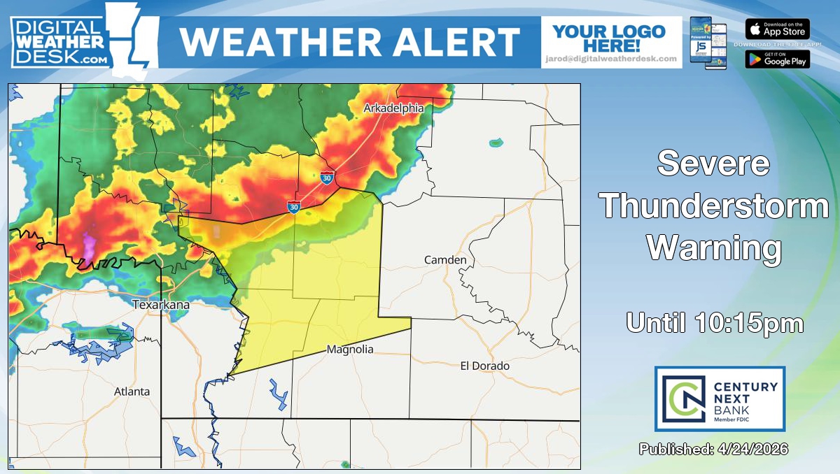 Severe Thunderstorm Warning for Columbia County in AR until 10:15pm.