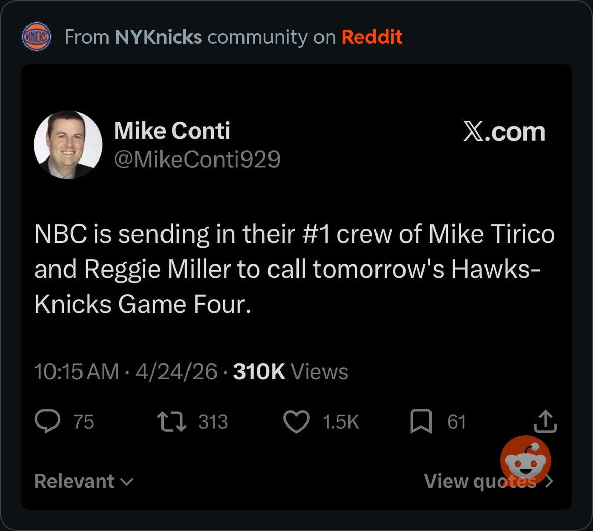 KnicksVerse's tweet image. Guess I’ll have to watch this game on mute. Thanks #NBA #NBC