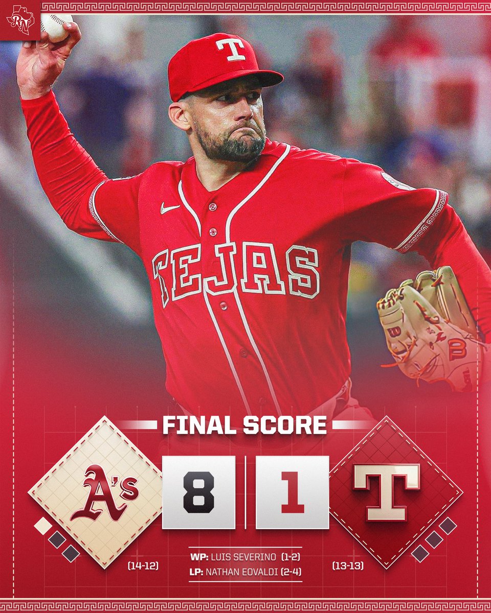 Rangers__Nation's tweet image. The Rangers failed to overcome a five-HR night by the A’s as they fall on Friday night. 

Nathan Eovaldi ushered in the Tejas era by surrendering three home runs in the first seven pitches of the game. All six of his earned runs came by way of a long ball, as a 3-run no-doubter