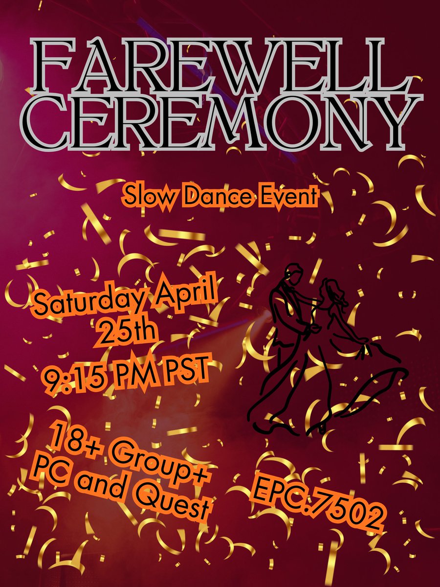 DarlingChief's tweet photo. This upcoming Saturday night, my vrchat group will be managing a Farewell ceremony slow dance event. Join us for the fun if you don't want to miss it! https://t.co/AAkAMBnAaB