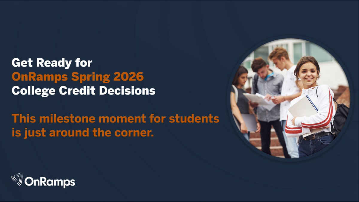 TexasOnRamps's tweet photo. The first spring college credit decision window opens next week! For students earning credit, it’s a moment shaped by hard work and a chance to make a decision that supports their future. No matter the decision, completing an OnRamps course is worth celebrating. #WhatStartsHere https://t.co/Ra1Eyt8HUy