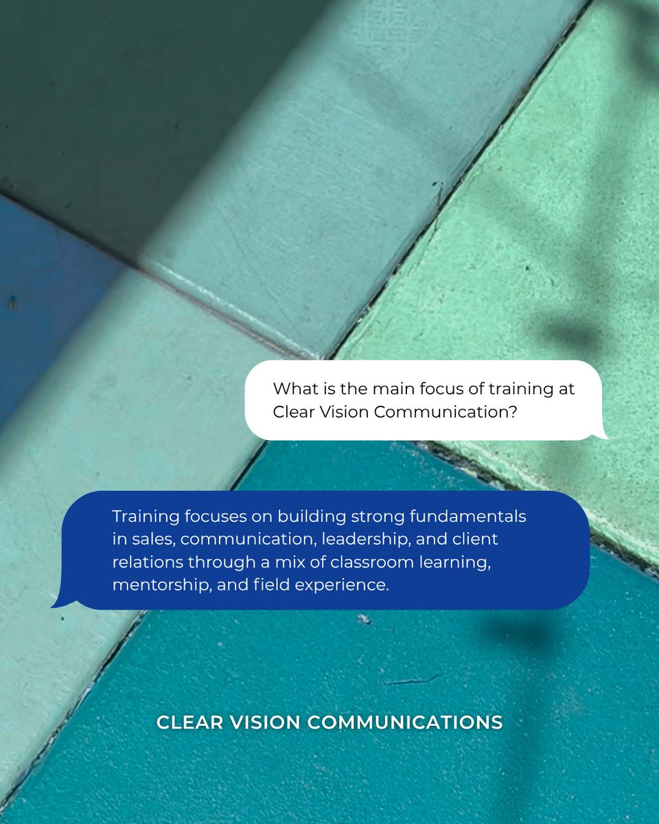 ClrVisionComm's tweet image. At Clear Vision Communications, training goes beyond the basics. It is designed to build a strong foundation in sales, communication, leadership, and client relations through a balance of classroom learning, mentorship, and real-world experience. 
-
#training #careerdevelopment