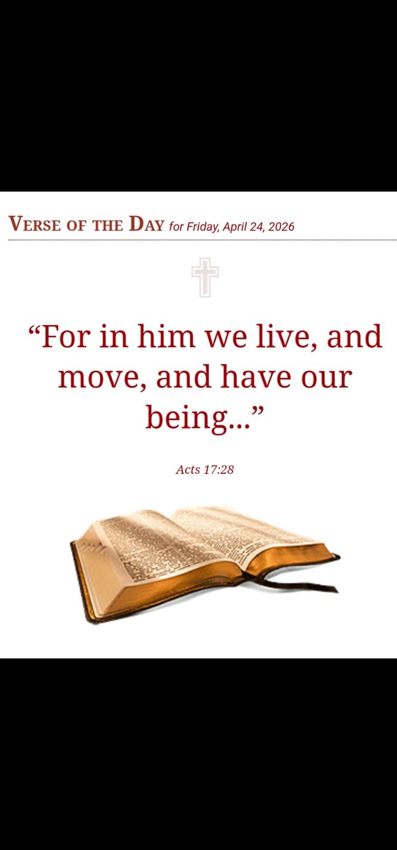 Cairnlodge1's tweet image. #VerseOfTheDay
For Friday, 24th April, 2026.

#Acts 17:28
“For in him we live, and move, and have our being...” 👑

#KingJamesVersion #KJV #AuthorisedVersion #AV