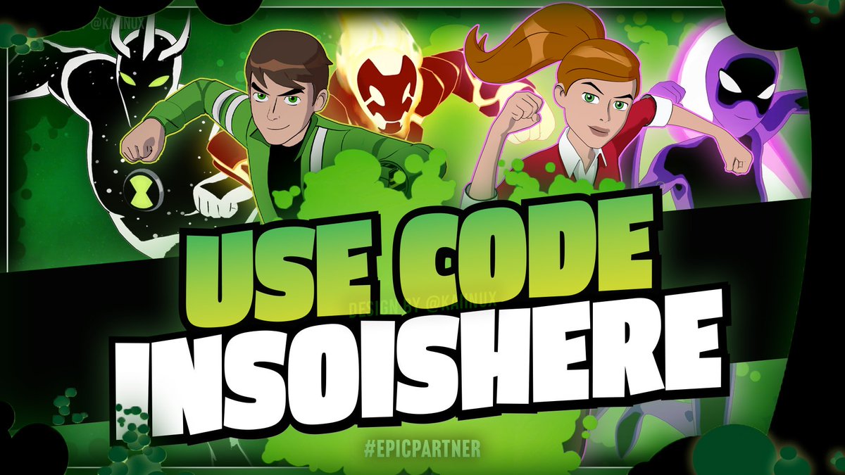 InsoIsHere's tweet image. It’s hero time! Consider using code InsoIsHere if you’re picking up any of the Ben 10 cosmetics in the Fortnite item shop! #EpicPartner #ad