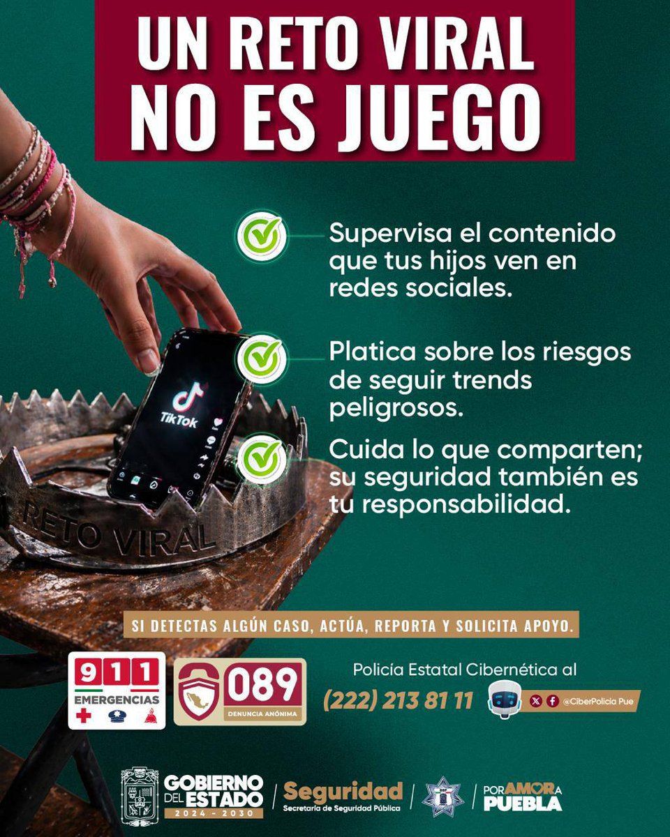 AlcanceDiario's tweet image. 🚨📱No todo lo que se vuelve viral en #redes sociales es inofensivo.

👉 Tras los presuntos mensajes sobre tiroteos relacionados con un supuesto reto de #TikTok, la #SSP de Puebla lanzó una campaña de prevención para alertar sobre los riesgos de este tipo de contenidos😮📲.