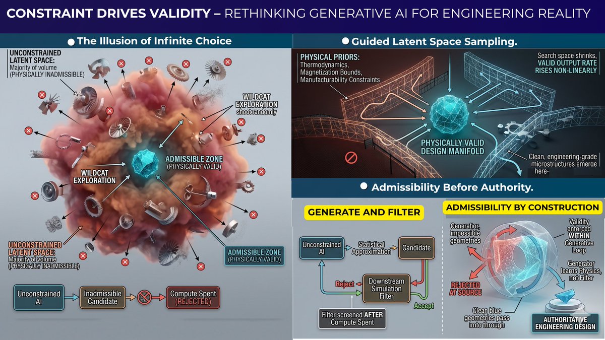 engineerspath's tweet image. Constraint Drives Validity — Rethinking Generative AI for Engineering Reality
linkedin.com/pulse/constrai…
🌐 #EngineeringAI #PhysicsInformedAI #GenerativeAI #MaterialsByDesign #AIGovernance #FrontierAI #AdmissibilityFrontier #InnovateUK #SovereignAI #DeepTechEngineering