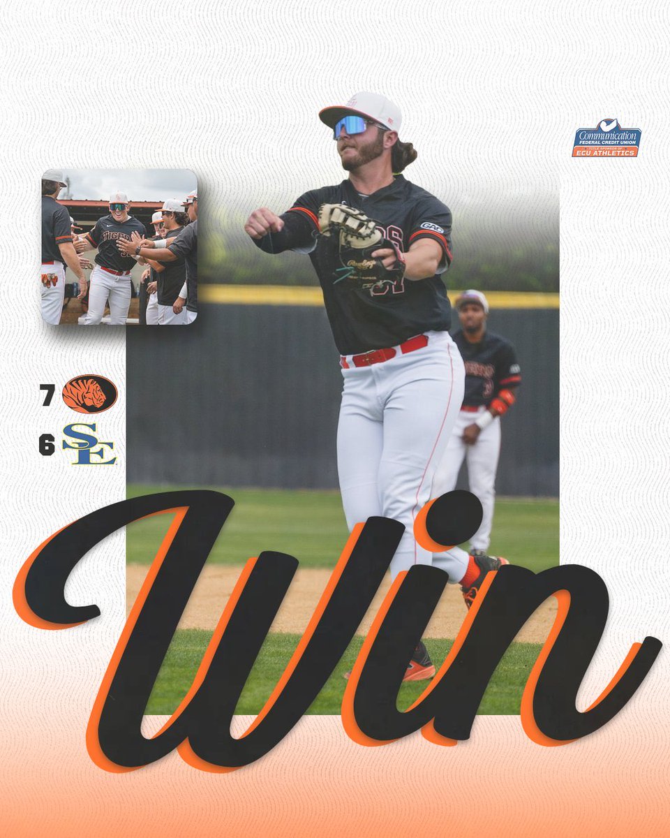 ECUTigersBSB's tweet photo. Tigers Win, Postseason Berth Clinched🐅⚾️🔥

For the first time since 2016 and second time in program history, the Tigers are going to the GAC Tournament🏟️🏆

#GoTigers #TigersBSB https://t.co/nQANVv4Tz3