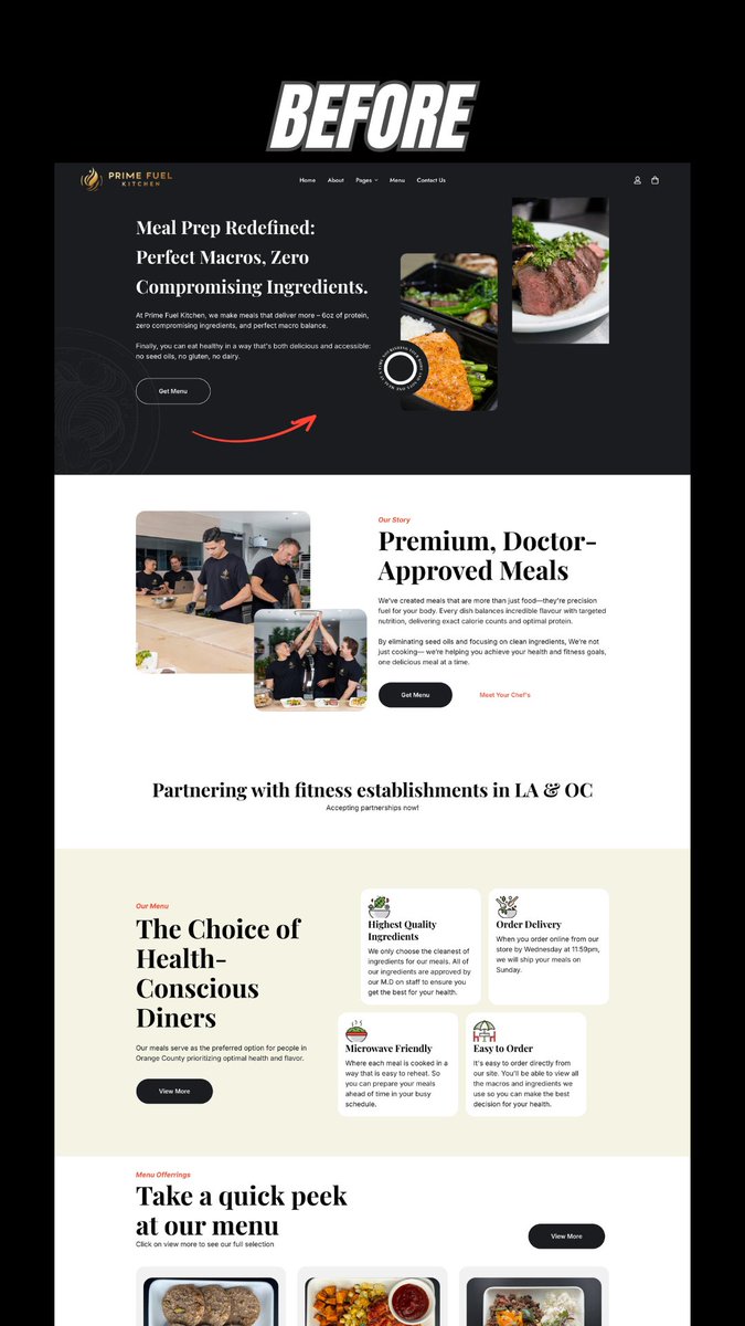 TechyScouts's tweet image. ✨ Website Redesign ✨

For Prime Fuel Kitchen.

We didn’t just redesign the site—
we rebuilt the experience.

Faster.
Cleaner.
Built to convert.

→ Easier plan selection
→ Clear macros
→ Seamless checkout

Ditch bad UX.

#WebDesign #Ecommerce #UX #CRO #Startups #DTC 🚀