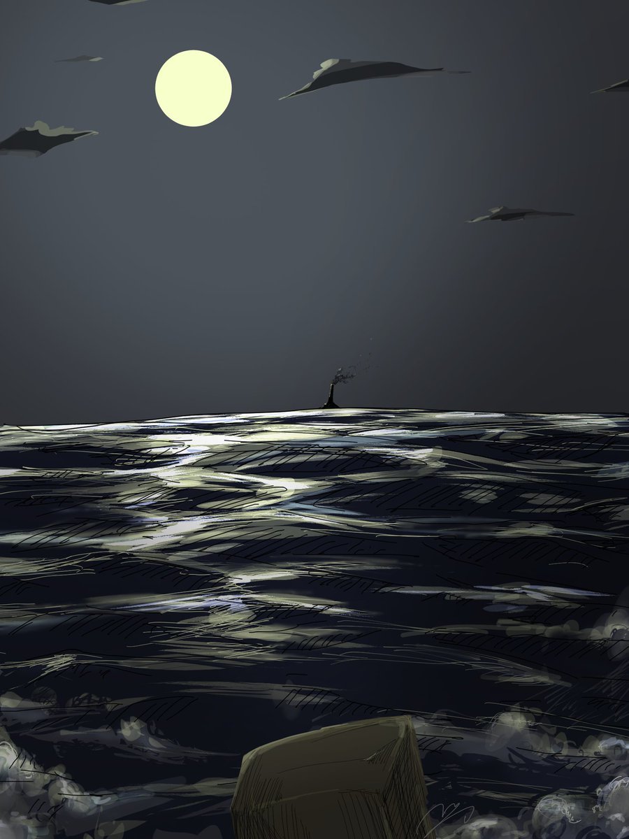 mtanother's tweet photo. 本日の落描き。
『海の向こう』 https://t.co/XOm2atV9wB
