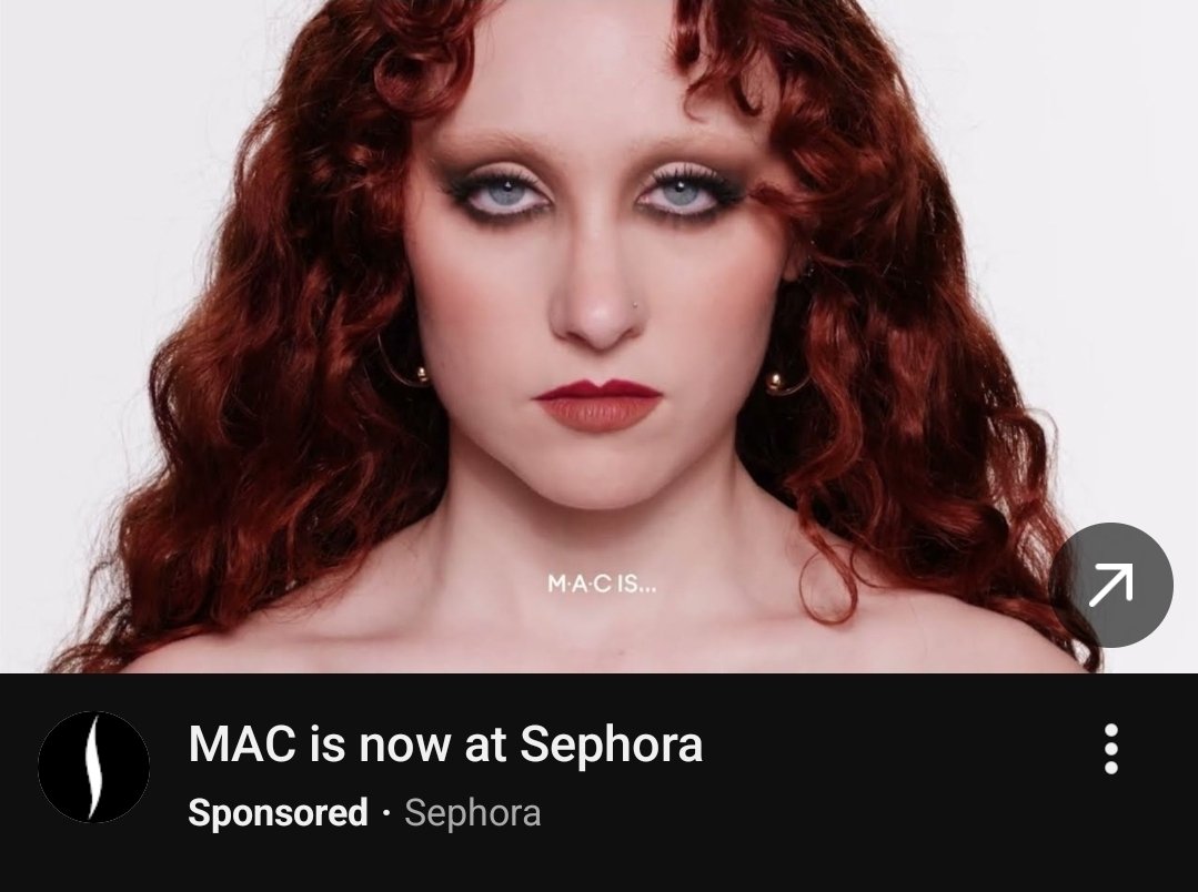 QueensSpeec1's tweet image. Whoever does the marketing for @Sephora needs fired. Why would you use this picture of @ChappellRoan for a marketing campaign? This popped up on my YouTube page and almost scared me.  She looks miserable. This picture makes me want to call a therapist. 
#ChappellGroan #Sephora