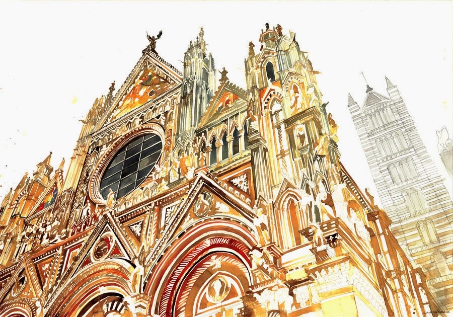 #Siena in #Italy.  🍃️🌺️🍃️
Travels through the word's #Architecture in Painting. By Maja Wronska.