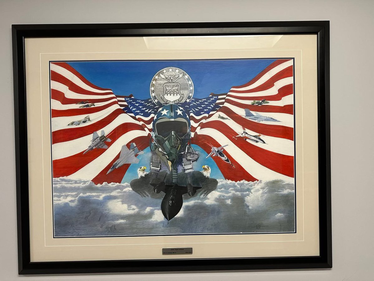 Habubrats71's tweet image. You won’t see this anywhere else!
 My husband @Rodney Miller works at the Pentagon. 
He started going on walks on the fifth floor. That’s the Air Force floor. 
￼￼ These are the pictures of artwork he found on the wall of the Pentagon. 
￼ Enough said ￼🤫🫡 
Linda Sheffield
