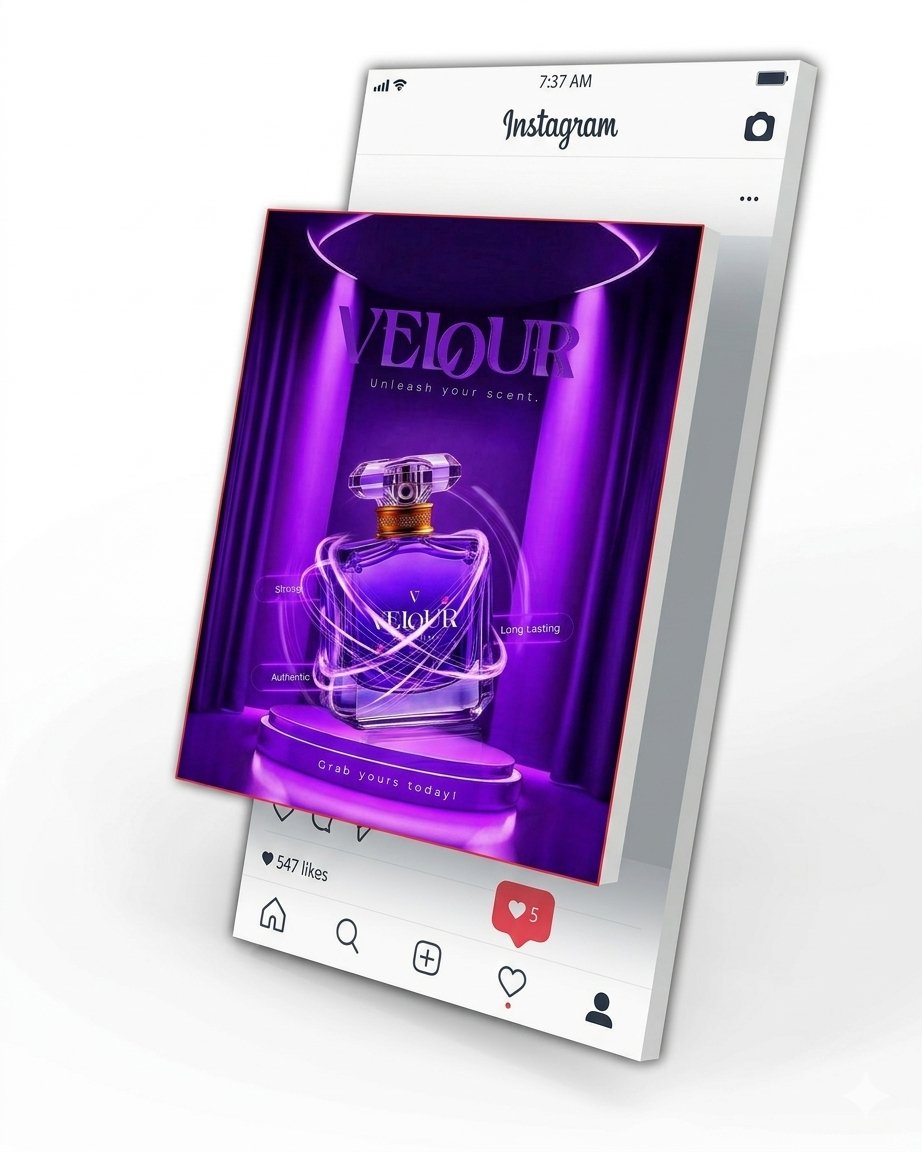 prech07's tweet image. Day 014. They said design a luxury perfume post. 

I built a brand instead. Logo. Mockup. Product design. Full campaign. 

Velour Perfume - from sketch to spotlight, every element intentional. 14 days in and the discipline is paying off. 🔥 3#21DayDesignDiscipline #ProductDesign