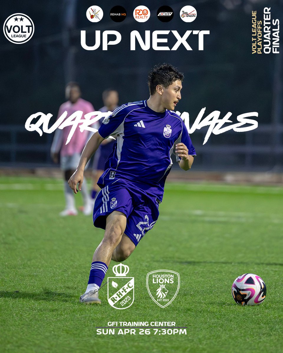RealHoustonFut's tweet photo. We are IN! We take on Houston Lions FC in the QF of the @VoltLeague_US Playoffs! Support us at 7:30PM Sunday at GFI TC! #VamosReal #RealHoustonFC #MOTM #RHFC #VamosRealHouston🟣⭐️ https://t.co/h0cYqUE7tU