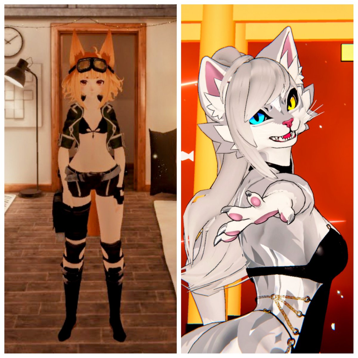 Let's play a game! What's your first avatar vs. current avatar? I definitely went down the furry pipeline! 😆

Saw someone do this on reddit and I wanted to do it here too! Drop yours below!

#VRChat