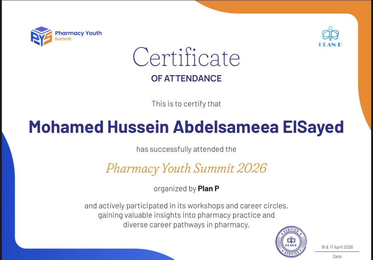 Mohamed41361929's tweet image. I’m truly grateful for the opportunity to attend the Pharmacy Youth Summit. It was an inspiring experience filled with knowledge, insightful discussions,

#Pharmacy #YouthSummit #Networking #FuturePharmacist #ProfessionalGrowth
