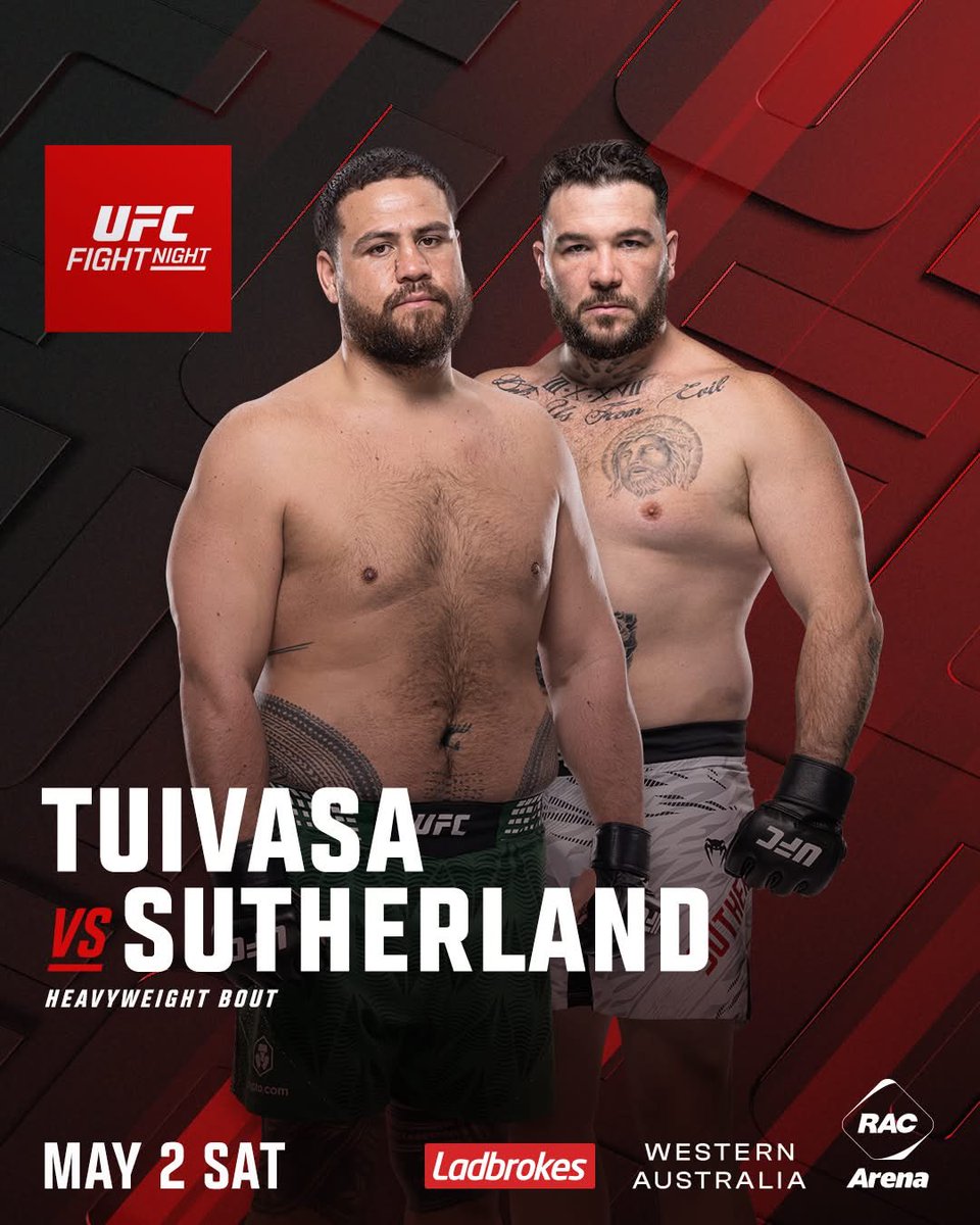 BOUT UPDATE 🇦🇺

Tai Tuivasa will now take on Louie Sutherland at #UFCPerth!