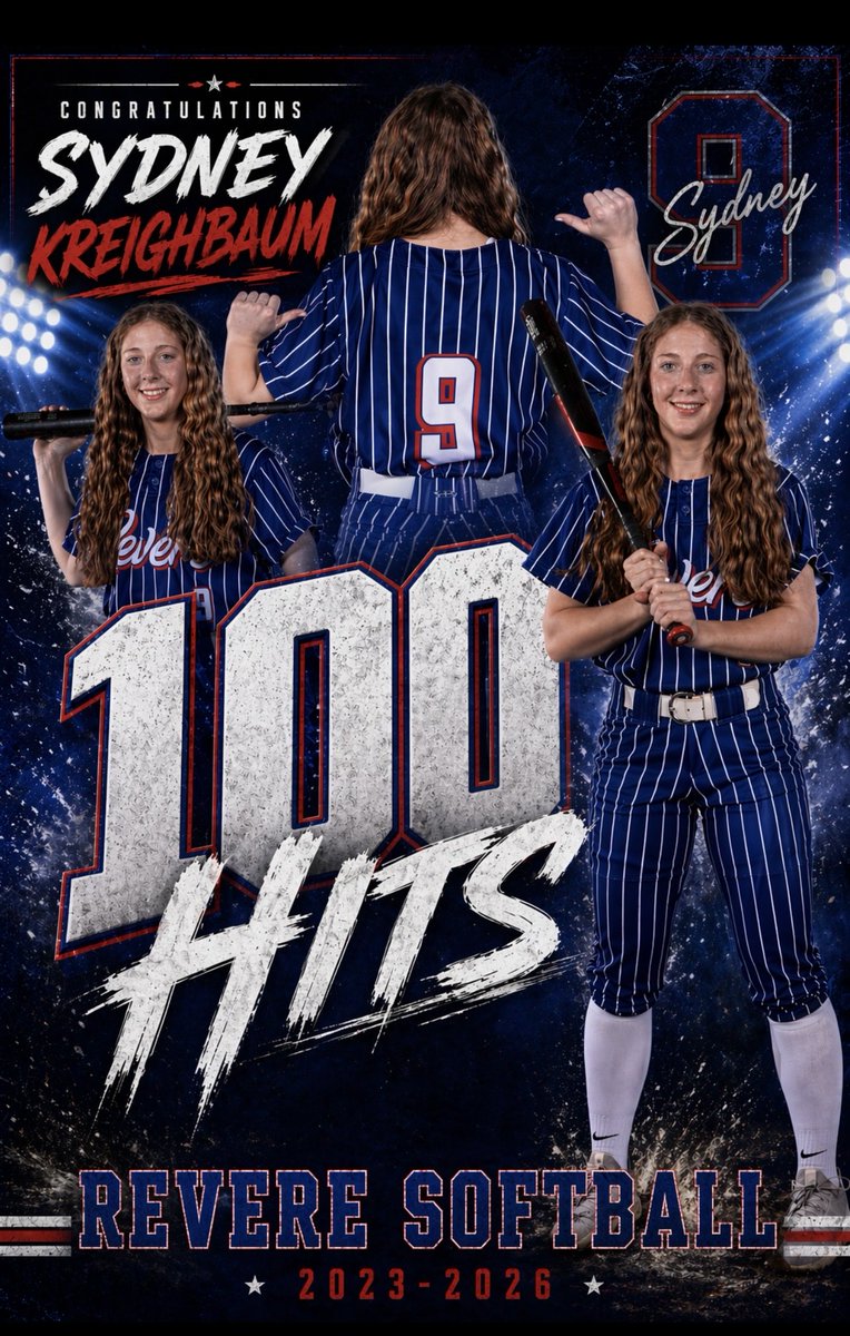 RevereSoftball1's tweet photo. Congrats Sydney Kreighbaum on 100 HITS!!! https://t.co/yldiKeokz9