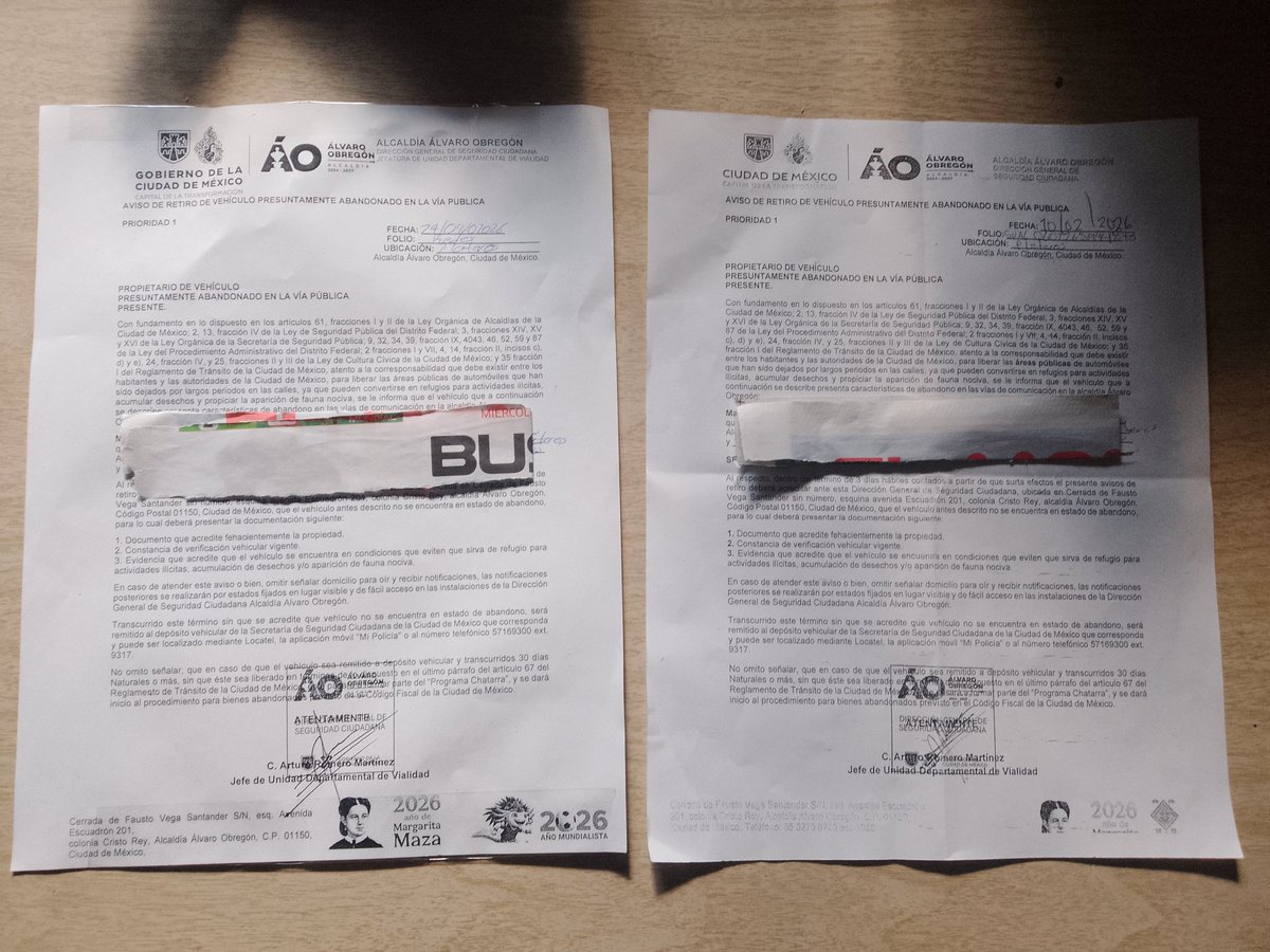 Alan_chiva's tweet photo. @LopezCasarinJ @CorreosdeMexico @AlcaldiaAO En vez de perder el tiempo en esto ponte a trabajar. En menos de 6 meses es el segúndo aviso de retirar mi auto de afuera de donde vivo, ¿Tú crees que si no lo moviera tendría tu colección de avisos?... Regálale un poquito de criterio y materia gris a tu personal. #CasarinAlcalde https://t.co/rfQnIO0MGV