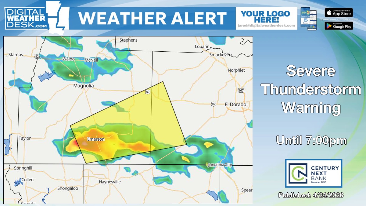Severe Thunderstorm Warning for Columbia and Union County in AR until 7:00pm.