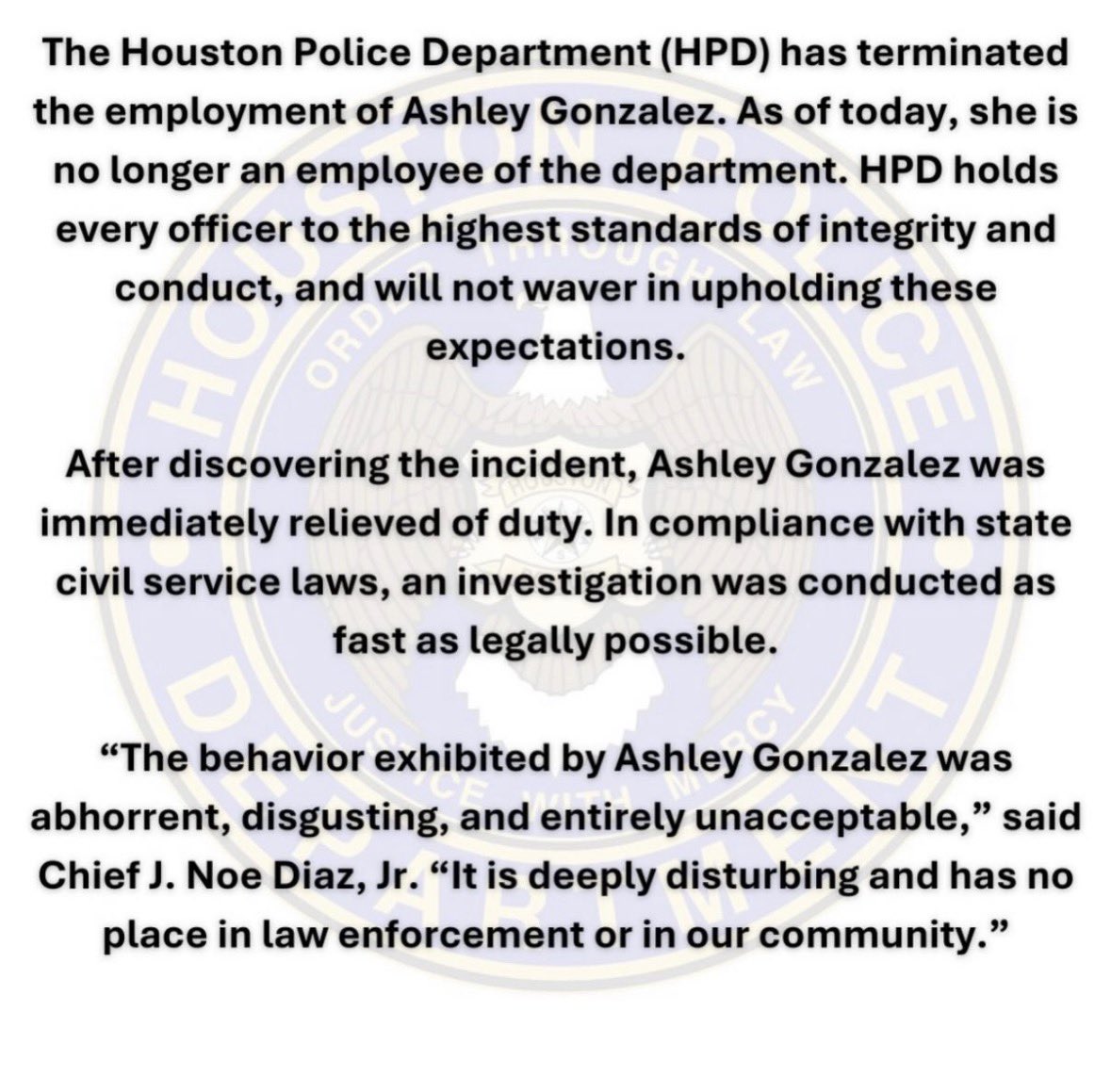 Shout out to all the activists who went down to the Houston Police Station today to make sure that anti-Black racist police officer Ashley Gonzalez got FIRED