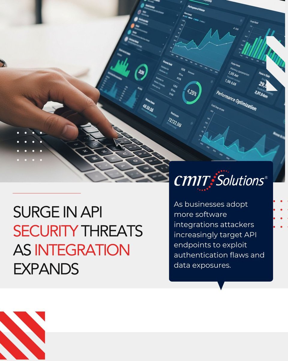 CMITBothell's tweet photo. API adoption is growing but so are risks. Attackers focus on poorly secured endpoints lacking rate limits encryption or token validation. API security has become a top priority for small businesses expanding their digital ecosystems. For API security evaluations. https://t.co/Ymdy159k71