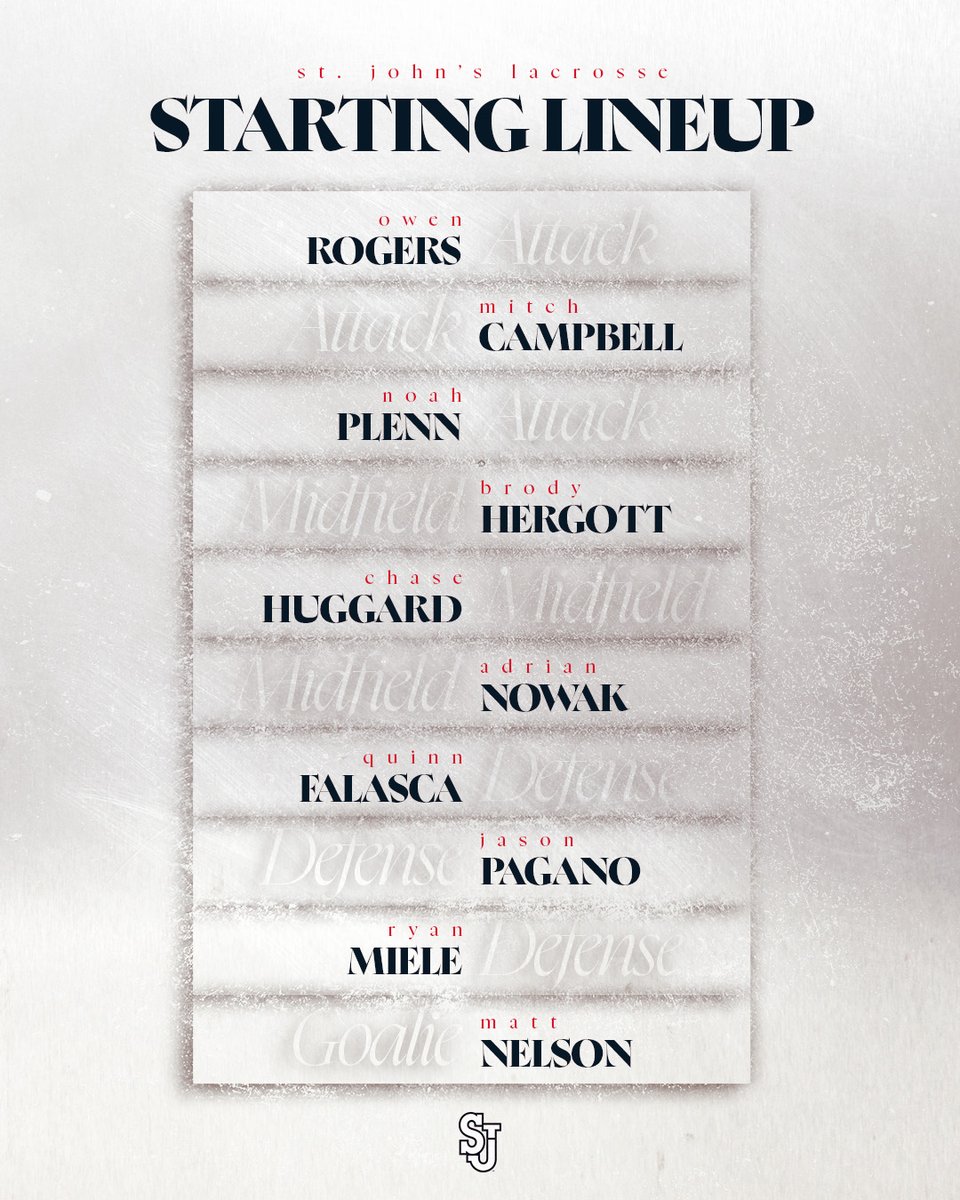 StJohnsLax's tweet image. Presenting tonight's STARTING LINEUP against the Friars! 

#RedStorm
