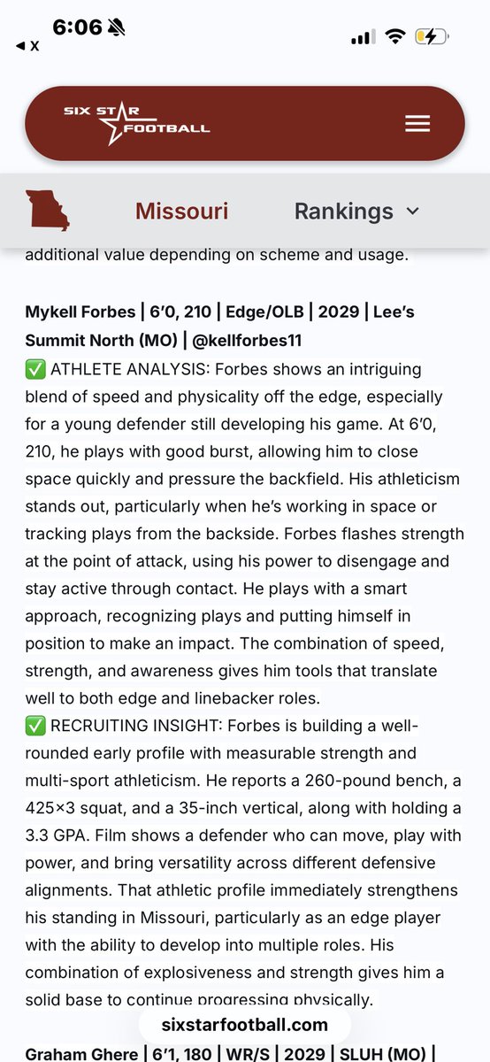 kellforbes11's tweet photo. Thank you for the write up @sixstarfootball . @Coach_ELee @CoachCrossLSN https://t.co/FJAtweERti
