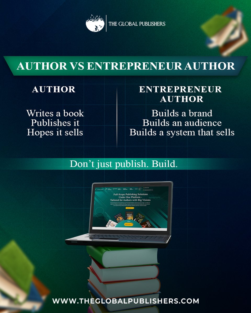 GlobalPubz's tweet image. Anyone can write a book.
Not everyone builds a movement.
👉 Authors publish
👉 Entrepreneur authors build, grow, and scale

Your book deserves more than being “live.”
It deserves to be seen, shared, and sold.
Start now: theglobalpublishers.com

#AuthorLife #TheGlobalPublishers