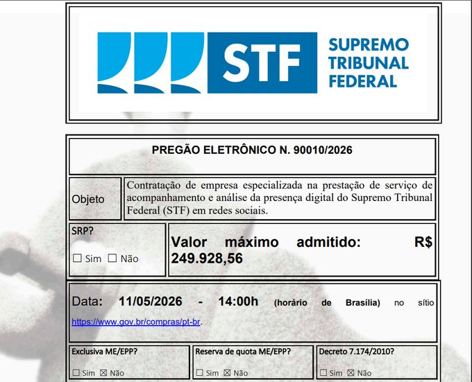 Lendadodeserto's tweet photo. @STF_oficial @RadioeTVJustica Usando o dinheiro dos brasileiros,para calar os próprios brasileiros 

Sim, é verdade? é uma vergonha 🫣 https://t.co/ph7QStgHKI