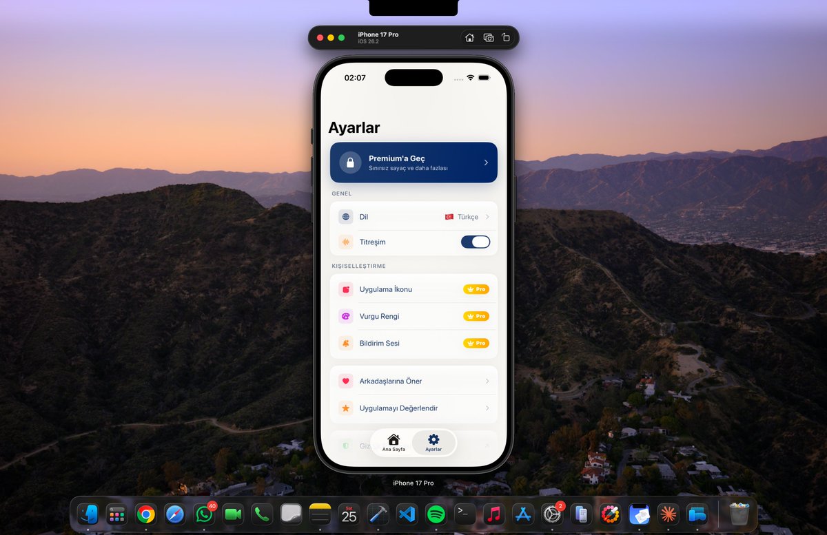 mrn0rt3h's tweet photo. [TR] Yeni iOS Projem: Zync — Zamanı, Alışkanlıkları ve Kazancı Birleştiren Sayaç Deneyimi
Uzun süredir üzerinde çalıştığım ve ilk defa sizlerle paylaştığım yeni iOS uygulamam Zync'i tanıtmaktan heyecan duyuyorum. Zync, standart bir geri sayım uygulamasının ötesine geçerek; zamanı, alışkanlıklarınızı ve finansal tasarruflarınızı tek bir minimalist ekranda birleştiren yenilikçi bir platform.

Öne Çıkan Teknik Özellikler:
Native iOS Mimarisi: %100 Swift ve SwiftUI kullanılarak geliştirilmiş, yüksek performanslı ve akıcı bir kullanıcı deneyimi.

Modern Veri Yönetimi: SwiftData ve CloudKit entegrasyonu ile cihazlar arası kesintisiz ve güvenli iCloud veri senkronizasyonu.

StoreKit 2 Altyapısı: Premium kişiselleştirme özellikleri için güvenli ve modern uygulama içi satın alma (IAP) yönetimi.

UI/UX Tasarımı: Glassmorphism dokunuşlarına sahip, tamamen kişiselleştirilebilir (ikon, tema, renk) ve mobil ergonomiye uygun minimalist arayüz.
Bu projeyle birlikte modern Apple ekosistemi, native veri yönetimi ve UI işleme (ImageRenderer vb.) konularında derinlemesine deneyimler edindim.
Çok yakında App Store'da yerini alacak! TestFlight beta sürecine katılıp geri bildirim vermek isterseniz bana DM üzerinden ulaşabilirsiniz. 🚀

[EN] New iOS Project: Zync — A Counter That Combines Time, Habits, and Savings
I’m thrilled to showcase my latest iOS project for the first time: Zync. Going beyond a standard countdown app, Zync is an innovative application that elegantly integrates your time, habit streaks, and financial savings in one minimalist dashboard.
Technical Highlights:
Native iOS Architecture: Built entirely with Swift and SwiftUI for a fluid, high-performance user experience.

Modern Data Stack: SwiftData and CloudKit integration for seamless, real-time iCloud data synchronization across devices.

StoreKit 2 Infrastructure: Secure and modern in-app purchase architecture for premium customization features.

Responsive UI/UX: A minimalist, glassmorphism-inspired design tailored for mobile ergonomics with deep customization options.
Focusing on native iOS development with this project helped me refine my skills in modern Apple frameworks, state management, and native rendering.
Coming soon to the App Store! If you'd like to join the TestFlight beta and share your feedback, feel free to send me a DM. 🚀
#iOSDev #SwiftUI #SwiftData #AppDevelopment #IndieDev #SoftwareEngineering #MobileApp #BuildInPublic