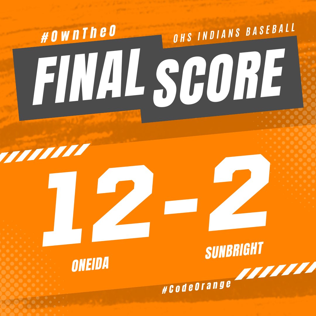 OHSIndiansTN's tweet photo. Congrats to the OHS Indians Baseball team as they move on in the District Tournament with a 12-2 win tonight over Sunbright! Back in action Monday afternoon at Coalfield! #OwnTheO #CodeOrange https://t.co/DvB3HEC5LQ