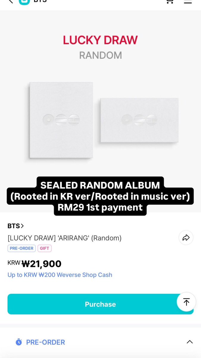 [HELP RT] thankyou 

MY/GO
BTS 5th ALBUM ARIRANG 

SEALED ALBUM ONLY
Random album RM29

Root in korea✅✅✅✅✅
Root in music✅✅✅✅✅

Dm to order 
Price stated only for 1st payment need 2nd payment for int ship+local postage 

#pasarBTS 
<a href="/pasarBTS/">#pasarBTS MY 🇲🇾</a>
<a href="/BTSMarketMY/">BTS Market 🇲🇾</a> 
<a href="/BTStrading_MY/">🇲🇾BTS TRADE OFFICIAL MERCH</a>